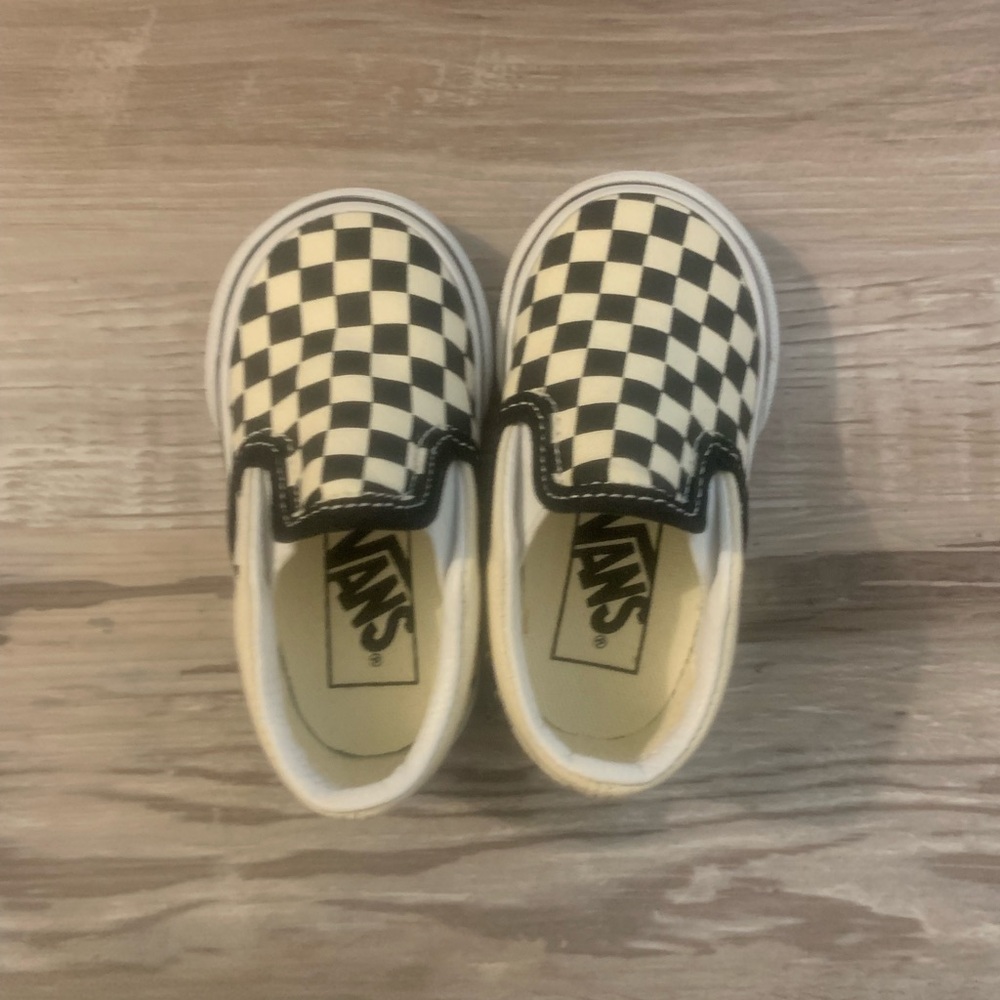 Vans Kids Black and White Checkered Slip-On Sneakers